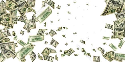 Dollar sign. American money. Cash background, us bill. Money falling