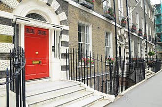 Old english houses - red door