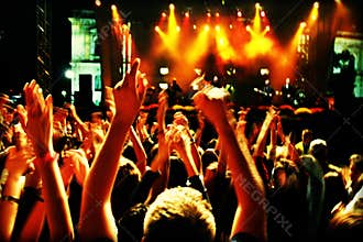 Crowd in motion blur