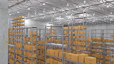 Interior of a warehouse with lot of goods