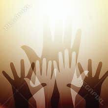 Hands reaching for light