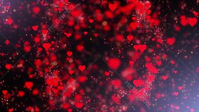 Hearts with bokeh pulsing for Valentines Day