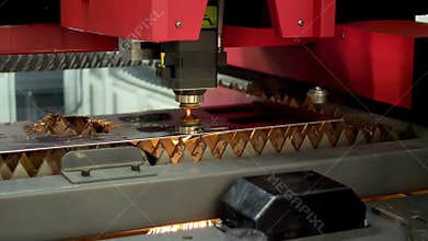 CNC Laser cutting steel technology. Engineering and industry.