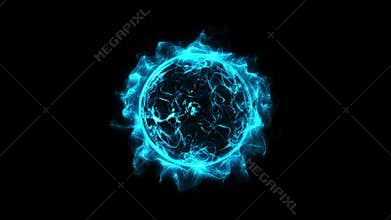 Blue circular shinning glowing light ring sparkle powerful effect dust explosion