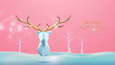 Christmas new year low poly 3d reindeer animation