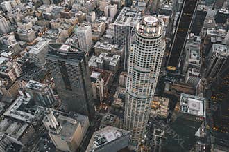 Spectacular Aerial Drone Shot of Downtown Los Angeles