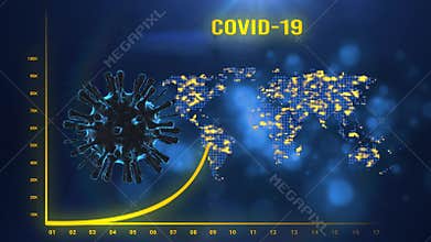 Coronavirus Pandemic Chart. Plot concerning the incidence of covid-19. Coronavirus infographics world map of the spread