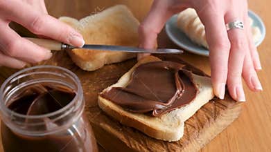 Toast with chocolate hazelnut spread