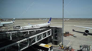 TIME LAPSE: Airport Take off , Landing Planes in Daylight and Blue Sky