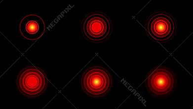 Pain red circles or localization mark flashes on a black background.