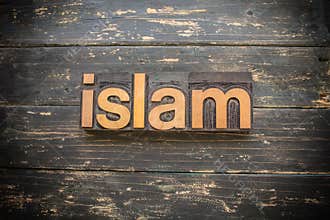 Islam Concept Vintage Wooden Letterpress Type Word