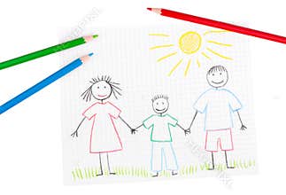 Children's drawing of happy family