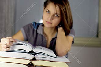 Girl and books