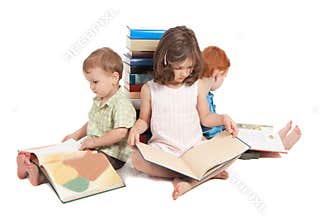 Children reading kids picture library books