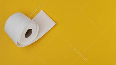 Roll of toilet paper falling.Slow motion, top view