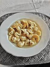 Tortelini in chicken soup, Italian traditional dish for Chrismast eve