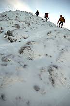 Climbers descending the mountain.