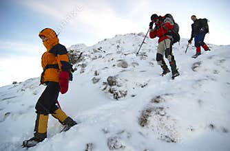 Mountain climbers descending the mountain.