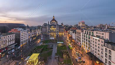 Antwerp, Belgium cityscape at Centraal Railway Station