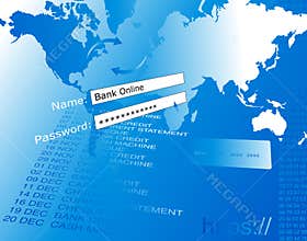 Bank on line illustration.