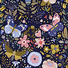 Seamless vector floral pattern.