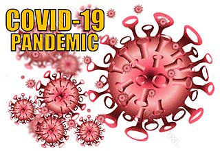 Covid-19 pandemic on red virus vector illustrations