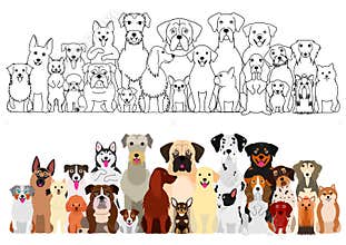 Dogs big group set, with and without colors