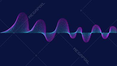 Gradient sound wave on the dark background.Sound wave rhythm. Analog audio signal. Abstract gradient digital equalizer.