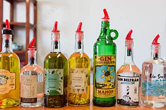 A wide selection of liqueurs and gin in the Xoriguer Menorca distillery