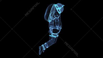 Astronaut consisting of luminous lines and dots