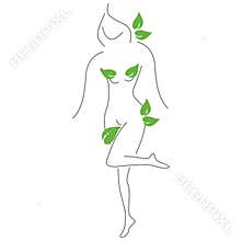 Women beauty body with leaf