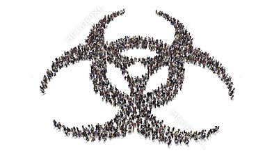 People Gathering And Forming Bio-hazard Symbol