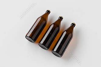 Euro beer bottle mockup. Three bottles