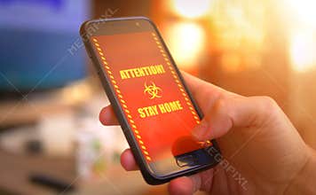 Emergency message Stay Home on the phone