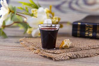 Taking communion and Lord Supper concept with Holy Bible