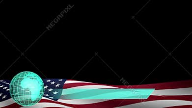 American flag and holographic globe lower third