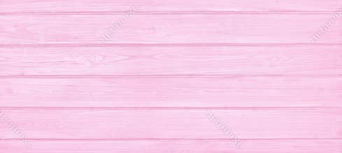 Pink painted wooden board wide texture. Pastel rose colored wood plank widescreen rustic shabby chic background