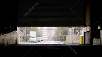 Garage Door opening. Business is open.