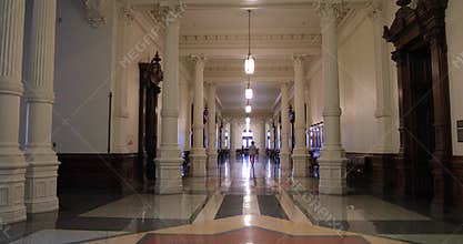 Woman inside Texas State Capital building Austin 4K