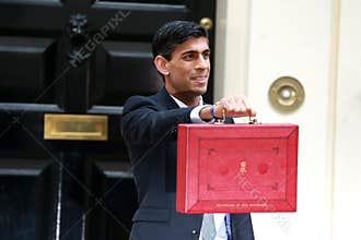 Rishi Sunak outside No. 11 Downing street in London, UK.