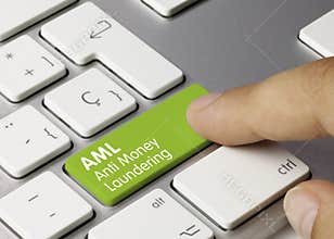 AML Anti Money Laundering - Inscription on Green Keyboard Key