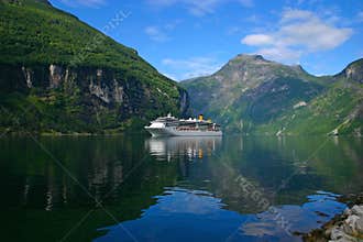 Cruise Ship Geiranger Fjord - Horizontal
