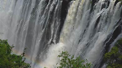 Close up from the Stunning Victoria Falls, the largest Waterfall Zambia,