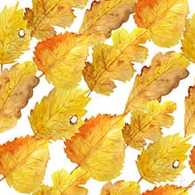 Watercolor hand drawn seamless pattern of autumn fall illustration small elements for thanksgiving design template brown