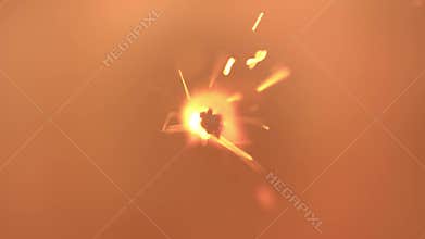 Burning sparkler firework with hot glowing embers. For 4th of July or New years celebration