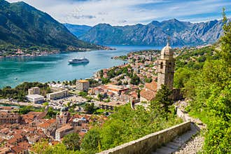 Old town of Kotor with famous Bay of Kotor, Montenegro, Balkans region, Europe