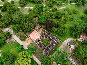 Aerial Shot of Old Deutsch German Colonial Fort in Bagamoyo Historical city part near the Dar Es Salaam on the Indian