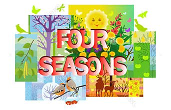 Four seasons collage in patchwork style
