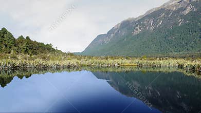 Mirror lakes and clouds, video