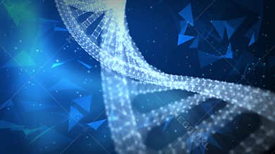 Abstract biochemistry with dna molecule blue DNA helix double helix with shallow depth of field.